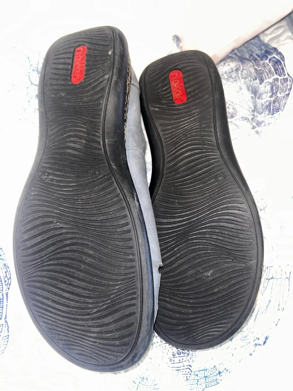 Rieker Blue Leather Cutout Comfort Flats